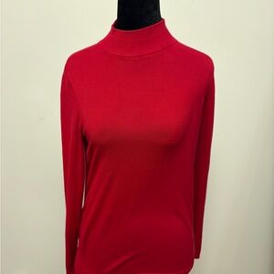 Chico's Vibrant Red Mock Neck Long Sleeve Top
